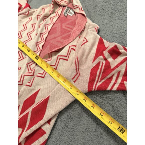 Women’s BKE Red Aztec Sweater Shrug Cardigan Open Front Large - Picture 7 of 8